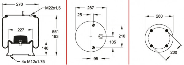 Luftfederbalg „Firestone“-Typ Airide-Springs™ mit 2 Stehbolzen