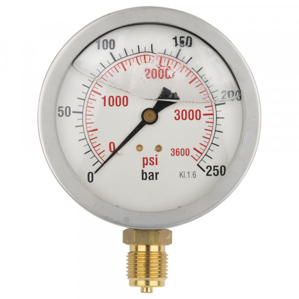 Manometer bruchsicher mit Fliegl-Logo (aus Edelstahl)